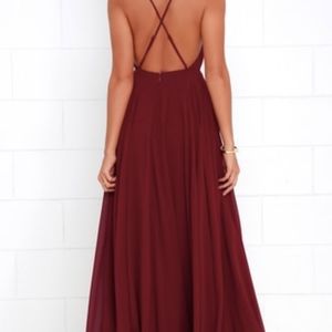 Lulus Mythical Kind of Love Wine Red Maxi- Medium